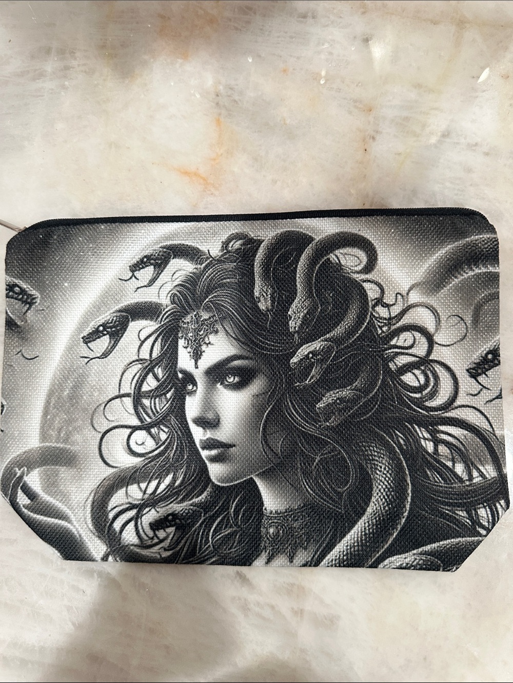 Medusa Snake Goddess Zipper Pouch - Black & White